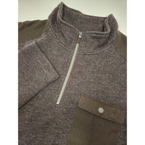 Orvis Sweater Men's 2XL Gray 1/4 Zip Pullover Long Sleeve Pocket Fleece
